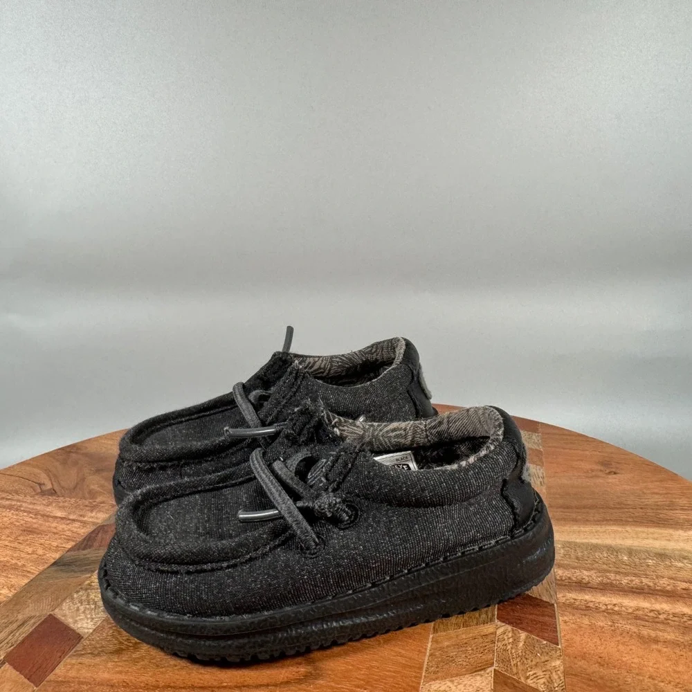 Hey Dude Wally Toddler Basic Black Canvas Slip On Shoes Size US TD5 EU 21